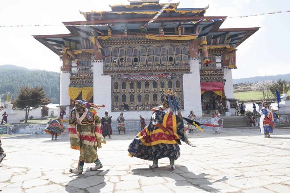 festival and dancing in bhutan