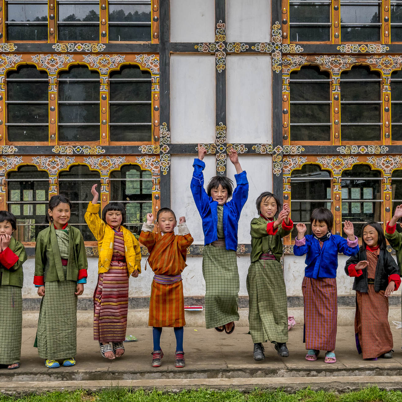 Children in Bhutan playing and having fun