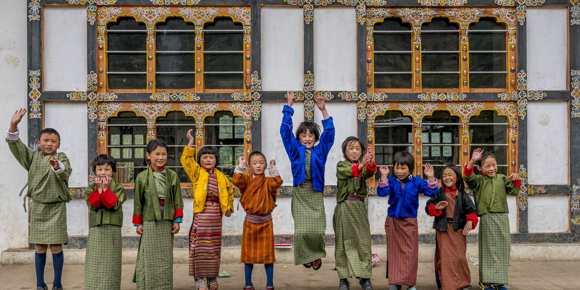 Children in Bhutan playing and having fun