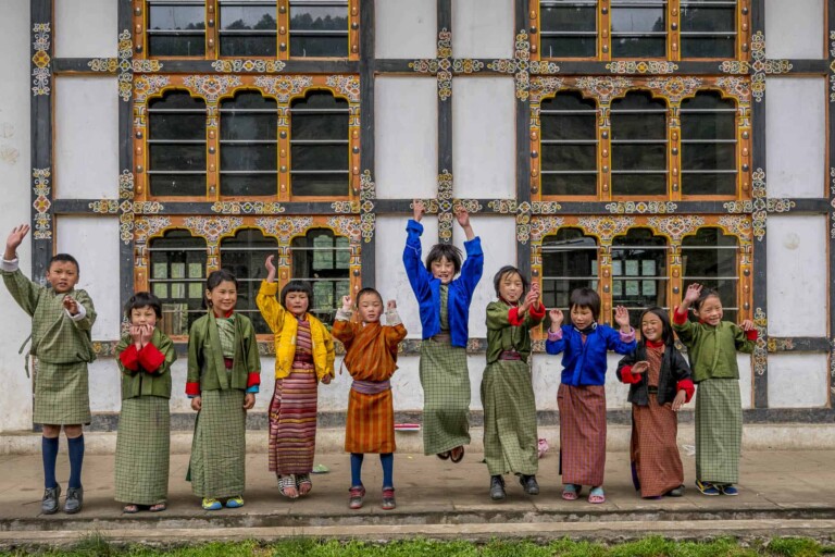 Children in Bhutan playing and having fun