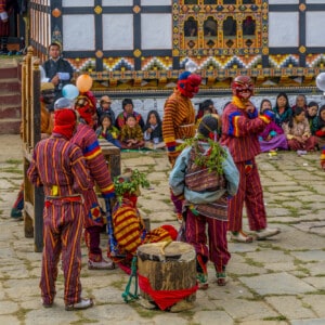 Tsechu (festival) in Bhutan with drums and masks