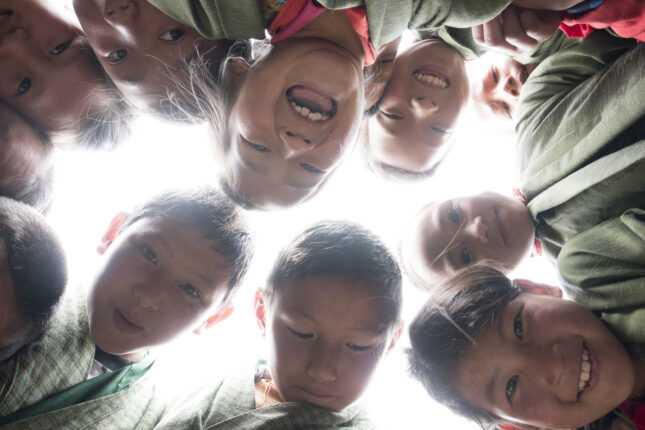 Bhutanese children laughing and having fun